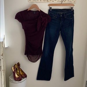 Anthropologie Deletta ruched top size S